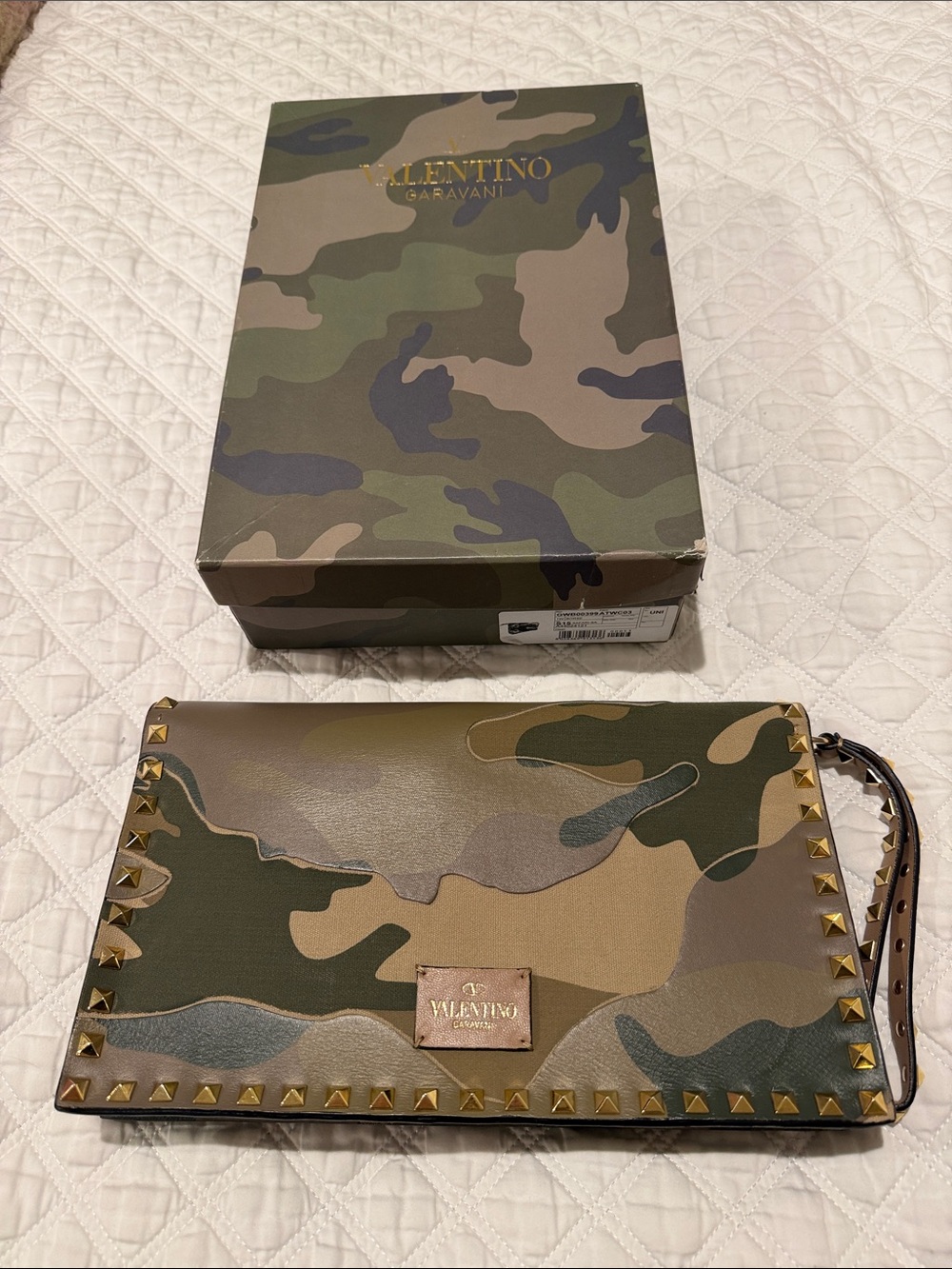 Valentino Garavani vintage rockstud camouflage leather clutch